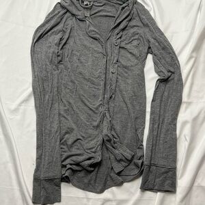 SKIMS Gray Long Sleeve Button-Up Lounge Top